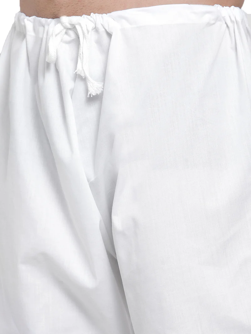 Men's Cotton Chikan Kurta Pajama Evening Wear India Apparel (Mustard) - Image 5