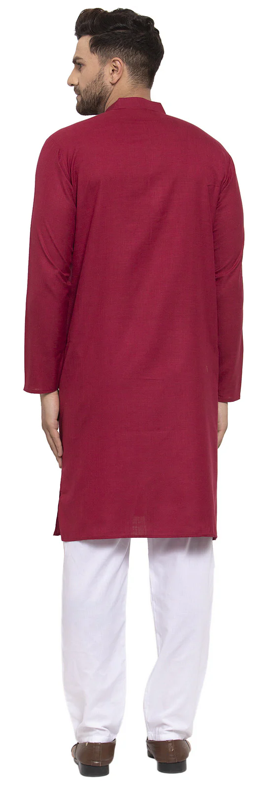 Men's Cotton Festival Kurta Pajama Wear India Apparel (Maroon) - Image 2