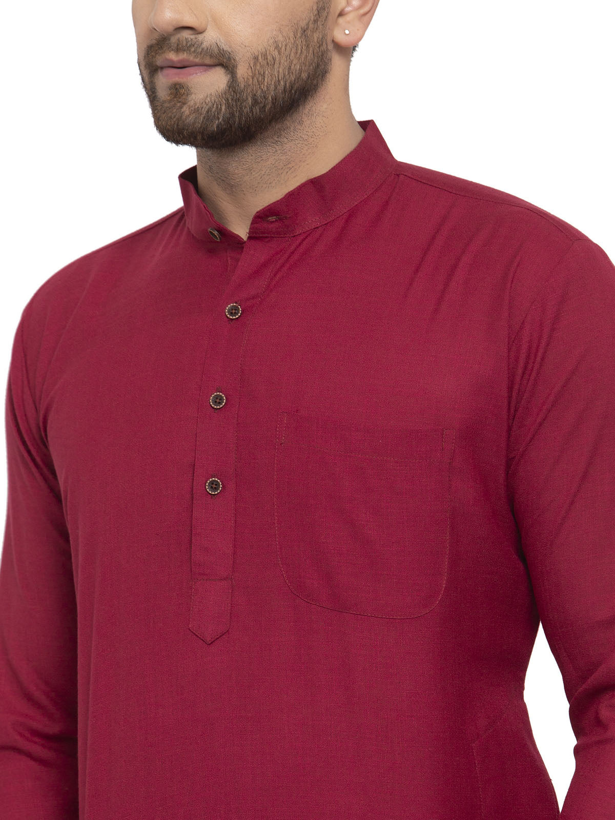 Men's Cotton Festival Kurta Pajama Wear India Apparel (Maroon) - Image 3