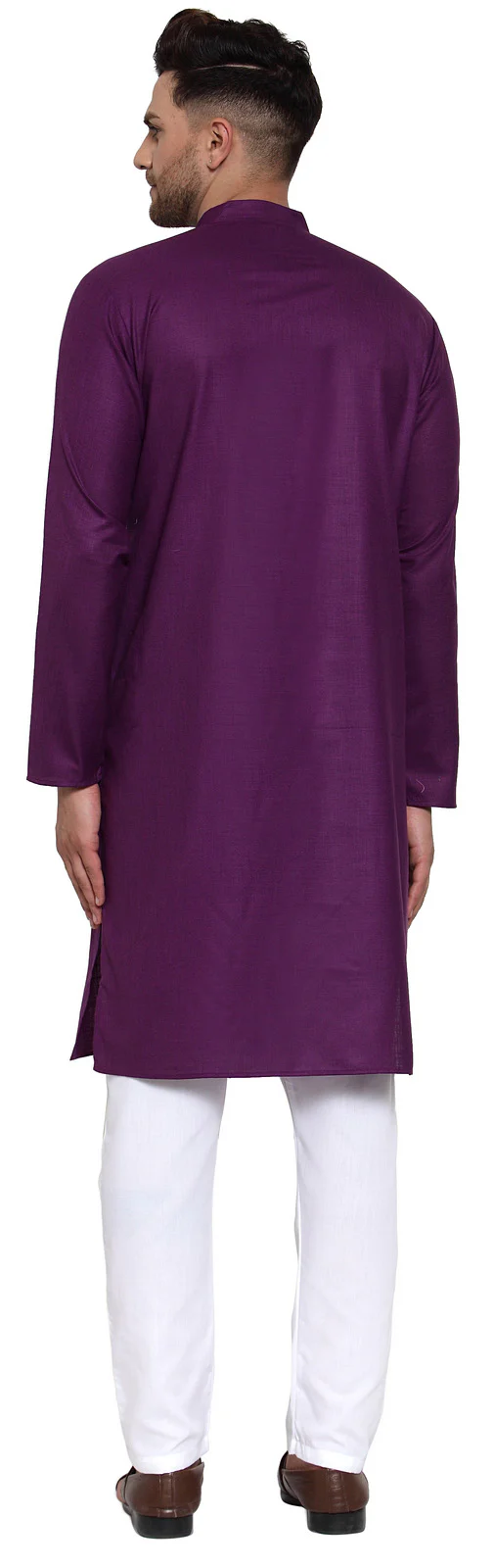 Men's Cotton Kurta Pajama Evening Wear India (Purple) - Image 3