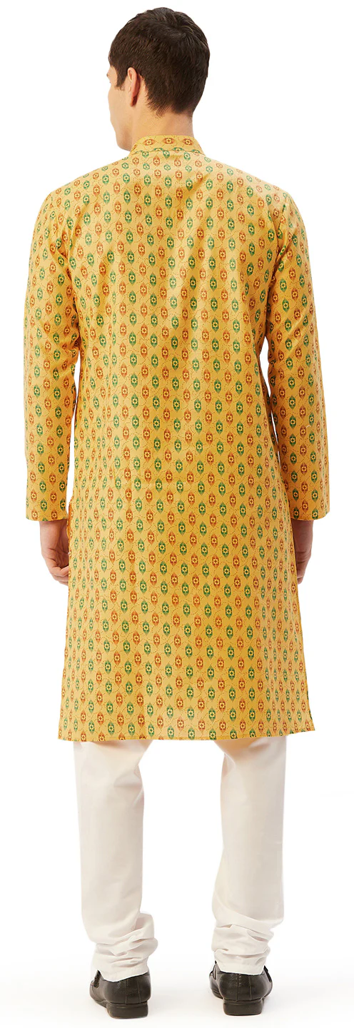 Men's Cotton Kurta Pyjama Evening Wear India Apparel (Musturd) - Image 3