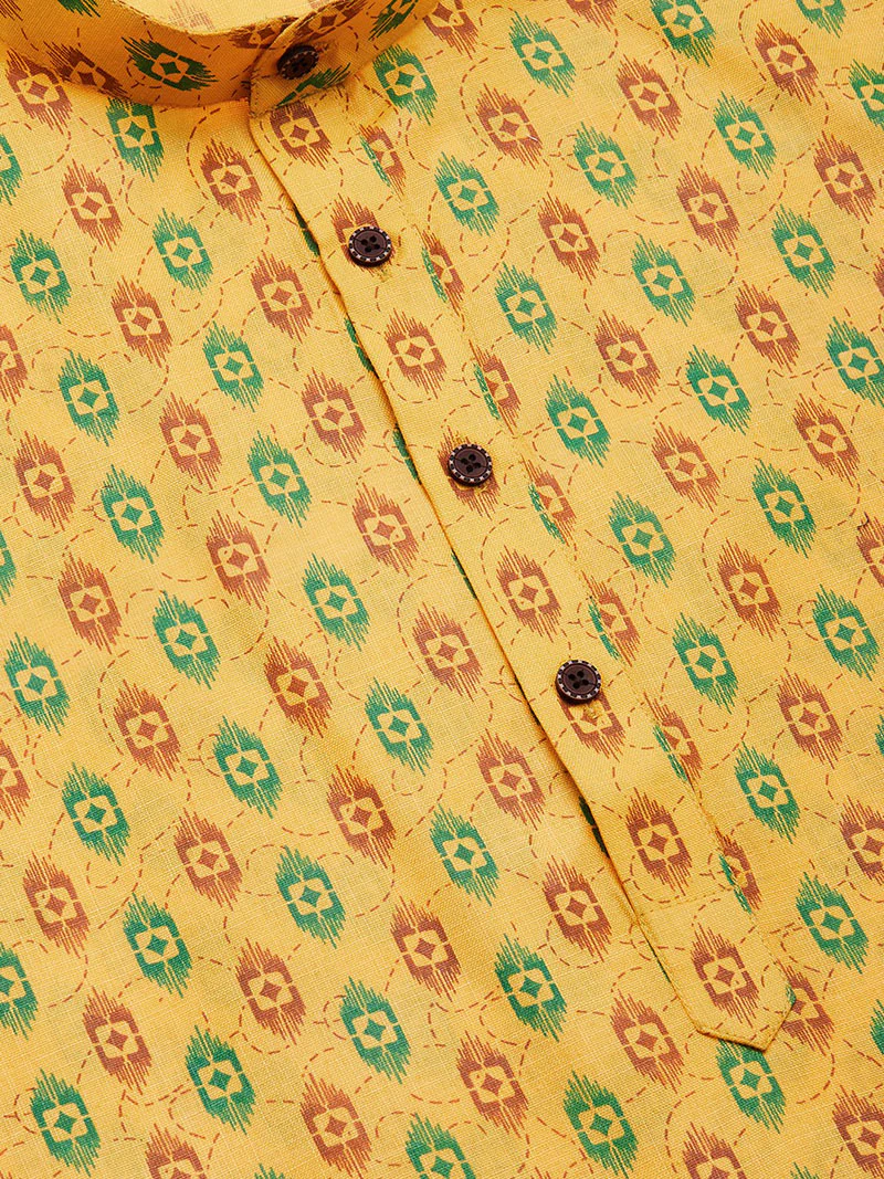 Men's Cotton Kurta Pyjama Evening Wear India Apparel (Musturd) - Image 4