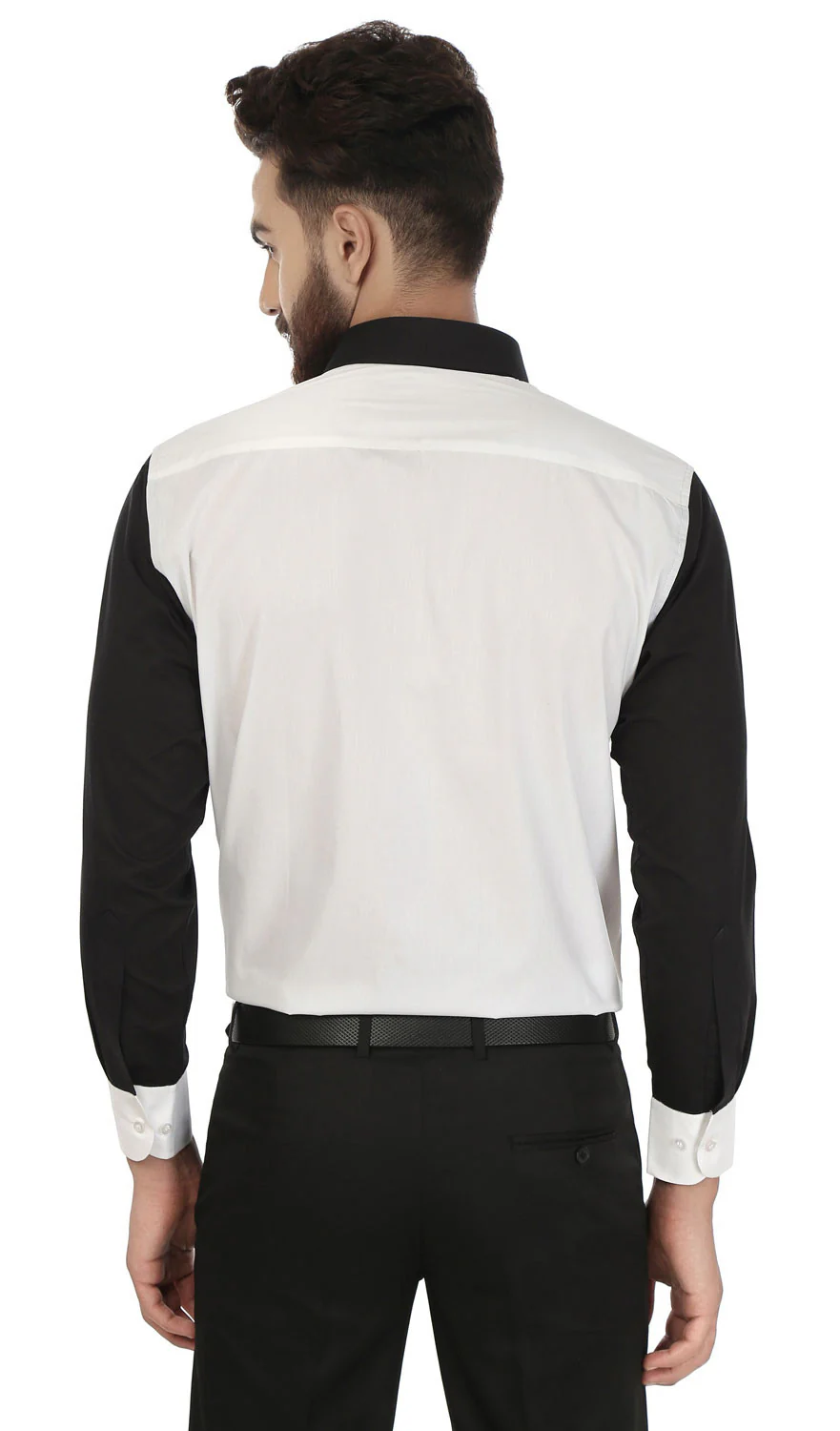 Men's Long Sleeve Cotton Button Down Dress White Shirt (White) - Image 2
