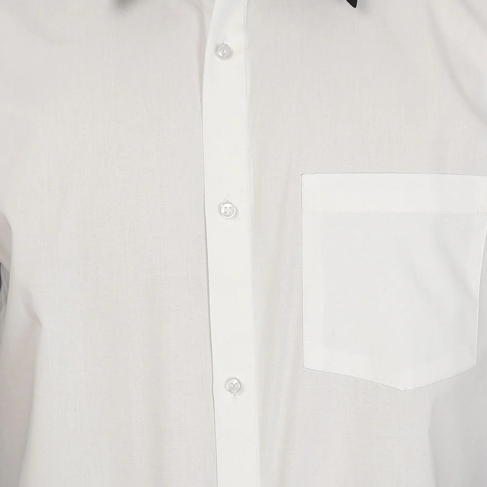 Men's Long Sleeve Cotton Button Down Dress White Shirt (White) - Image 3