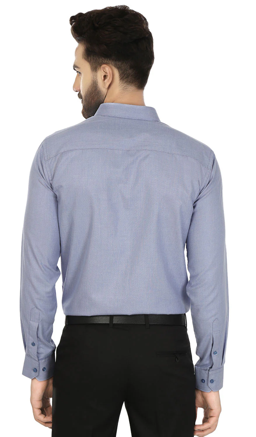 Men's Long Sleeve Cotton Dress Shirt Button Down (Blue) - Image 2