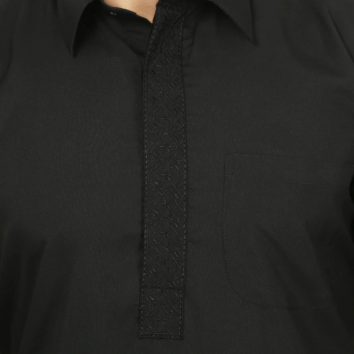 Men's Pathani Kurta Salwar Set Indian Party Wear Clothes (Black) - Image 4