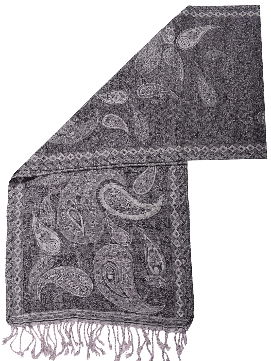 Neck Scarf Muffler Paisley Wool Unisex Men's Women's Gift (64 x 13 inches) - Image 2