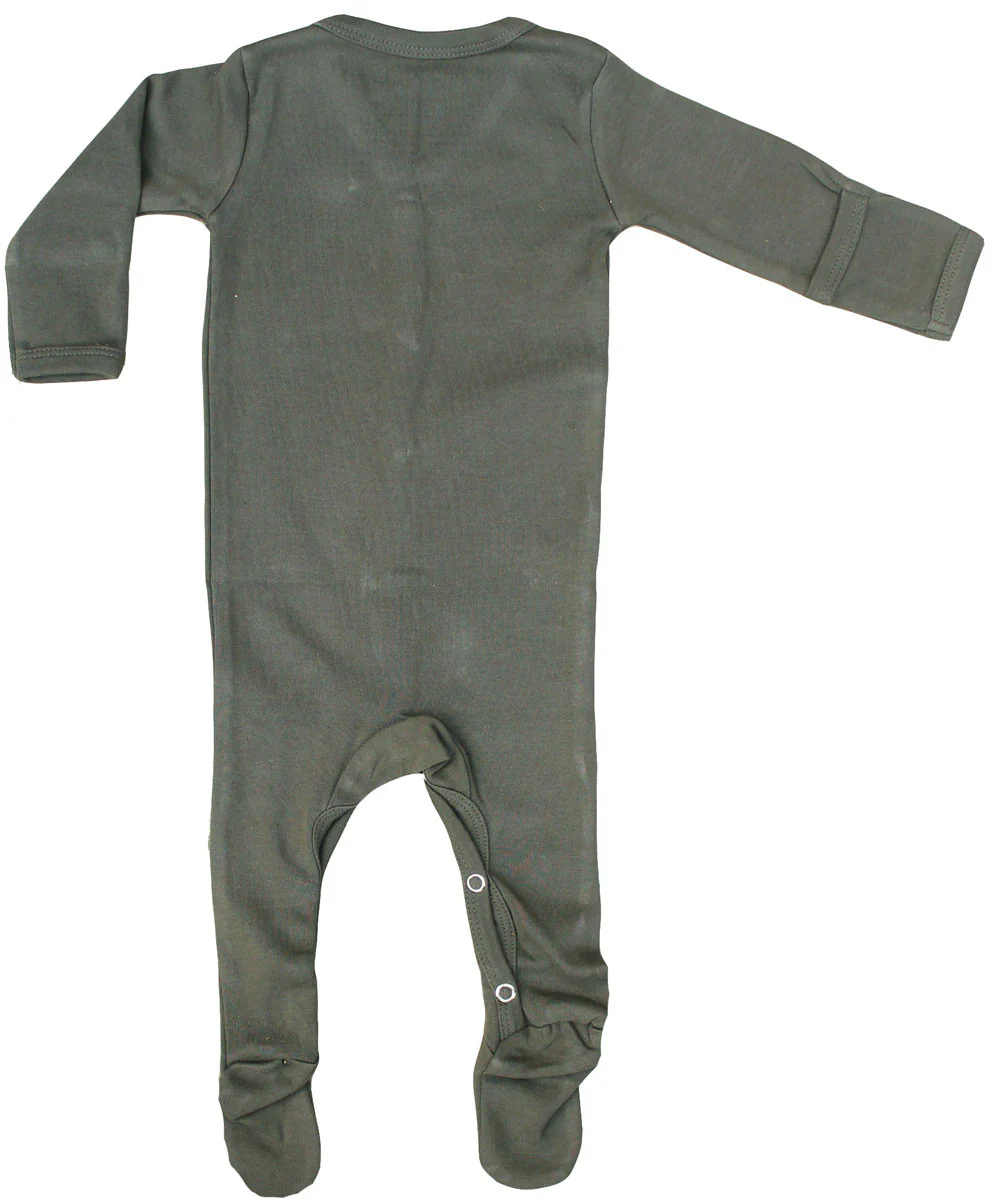 Organic Cotton Baby Clothes Footie Sleeper GOTS Certified (Olive) - Image 2