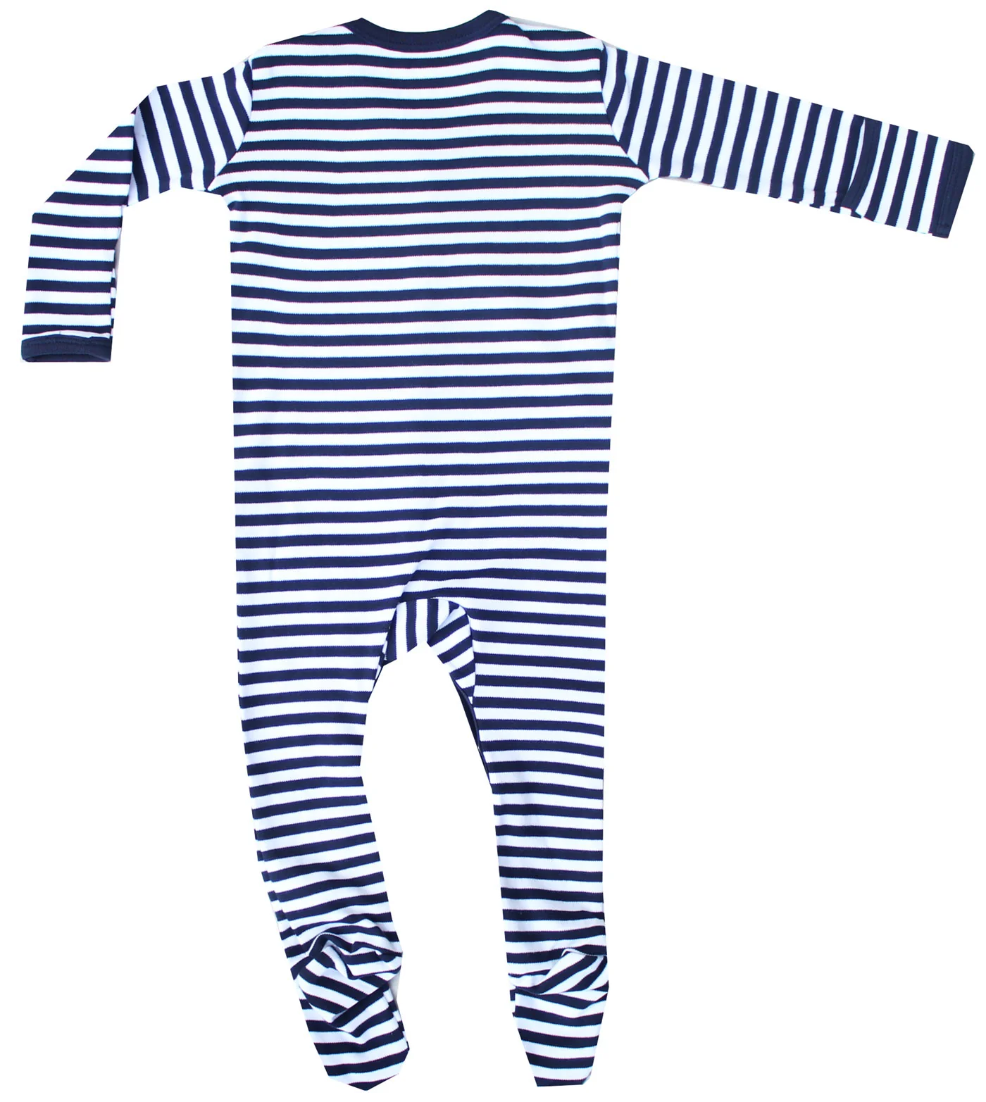 Organic Cotton Baby Long Sleeve Footie GOTS Certified (White-Blue) - Image 2