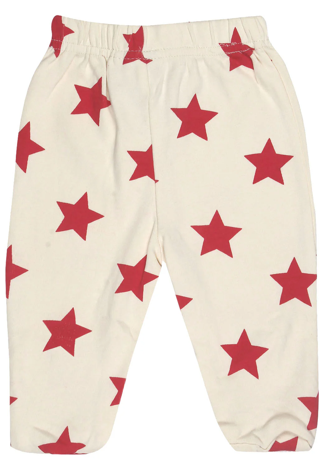 Organic Cotton Baby Pants Footed GOTS Certified Clothes (White-Red) - Image 2