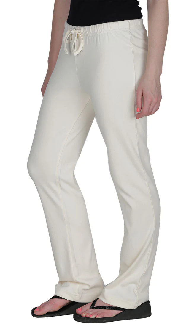 Womens Organic Cotton Pilates Pajama Yoga Pants GOTS Certified (Natural) - Image 2