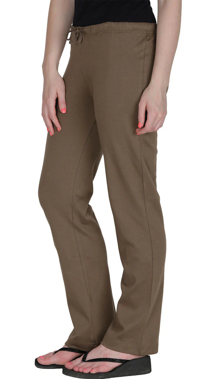 Womens Organic Cotton Pilates Pajama Yoga Pants GOTS Certified (Dark Brown, L) - Image 2