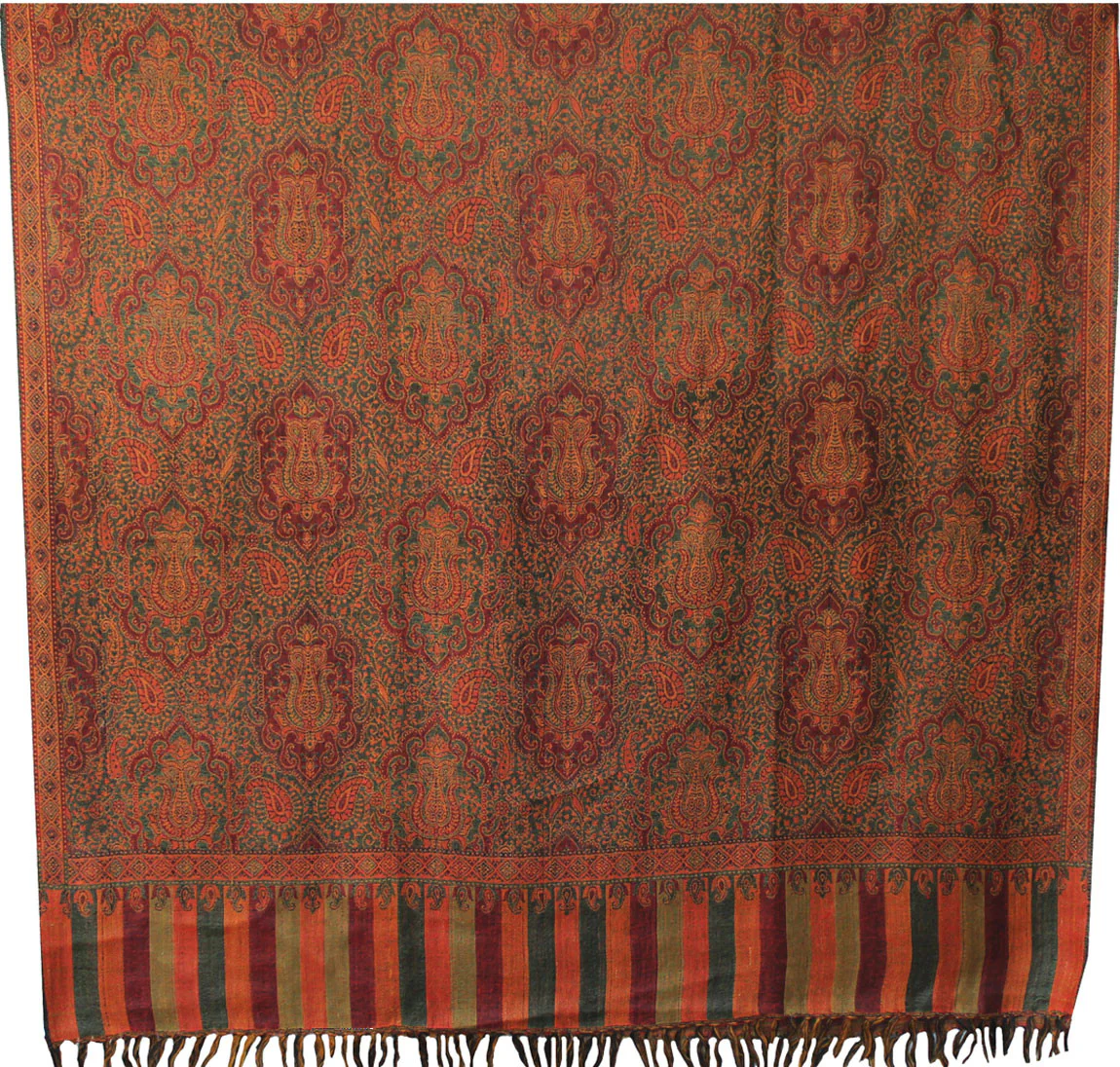Paisley Indian Jamawar Scarves Wraps Womens Wool Shawl (82 x 42 inches) - Image 2