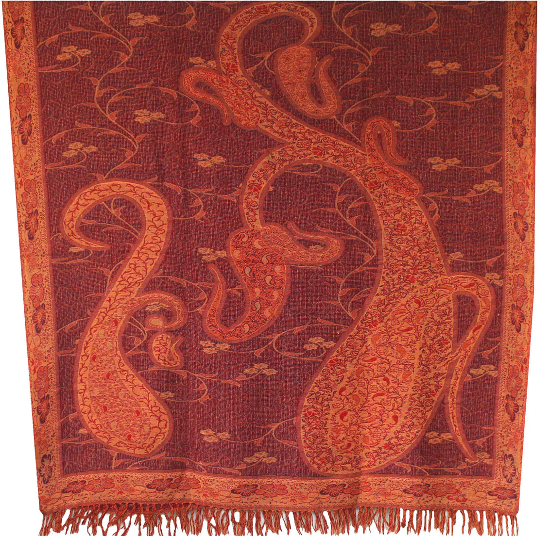 Paisley Indian Scarves Wraps Womens Wool Shawl (82 x 42 inches) - Image 2