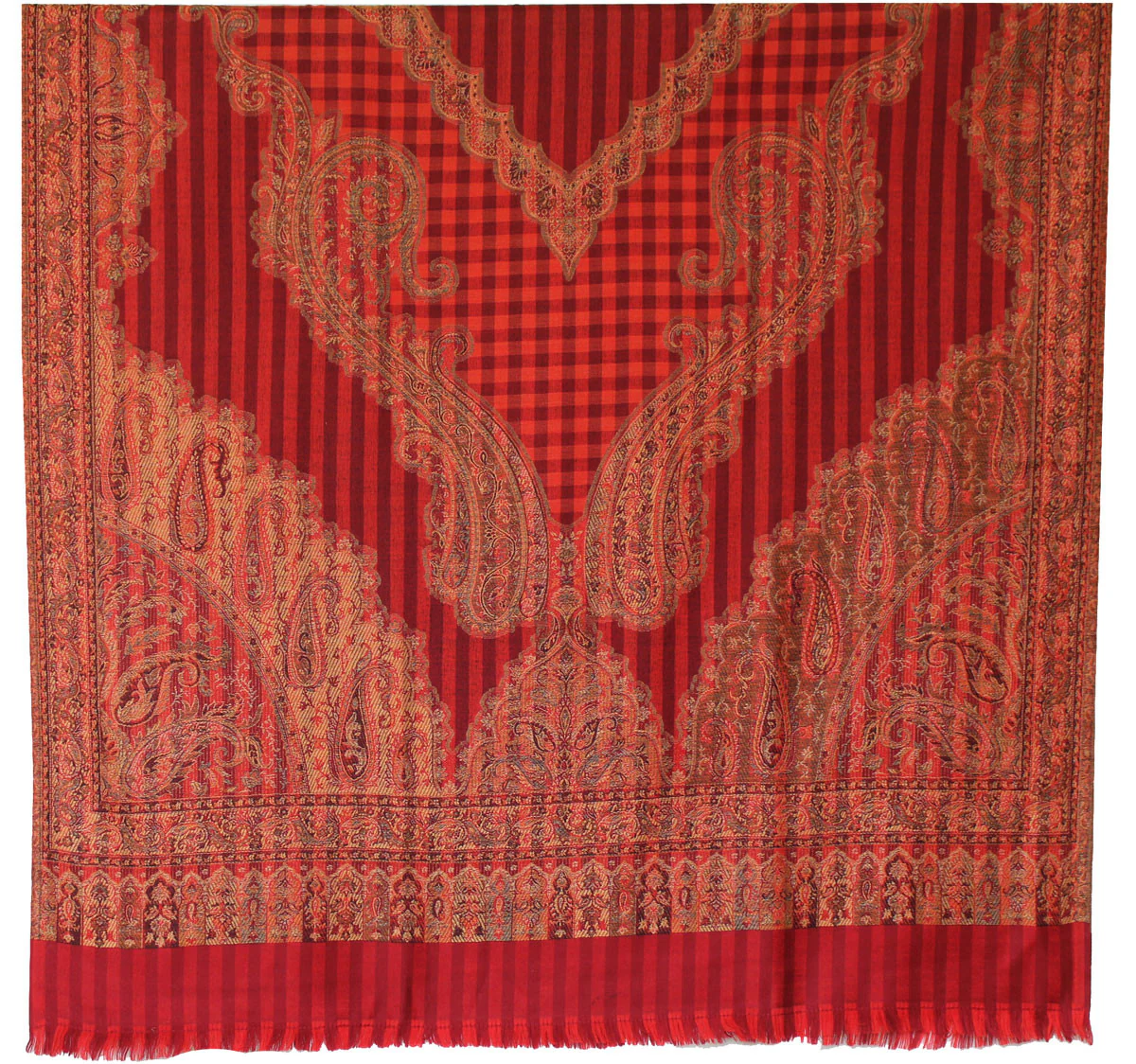 Paisley Indian Scarves Wraps Womens Wool Shawl (82 x 42 inches) - Image 2