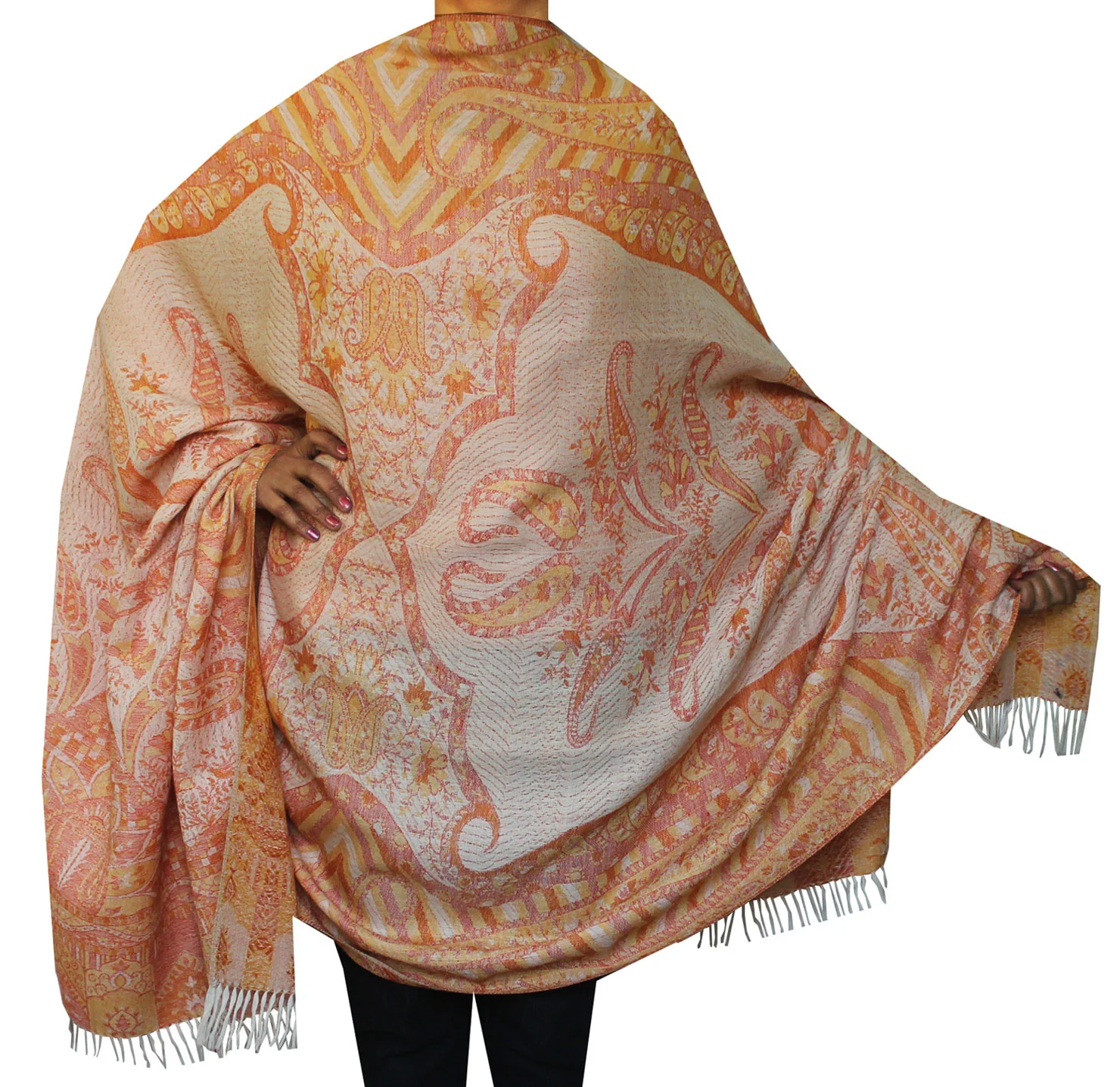 Paisley Scarves Wraps Womens Wool India Clothes (82 x 42 inches)