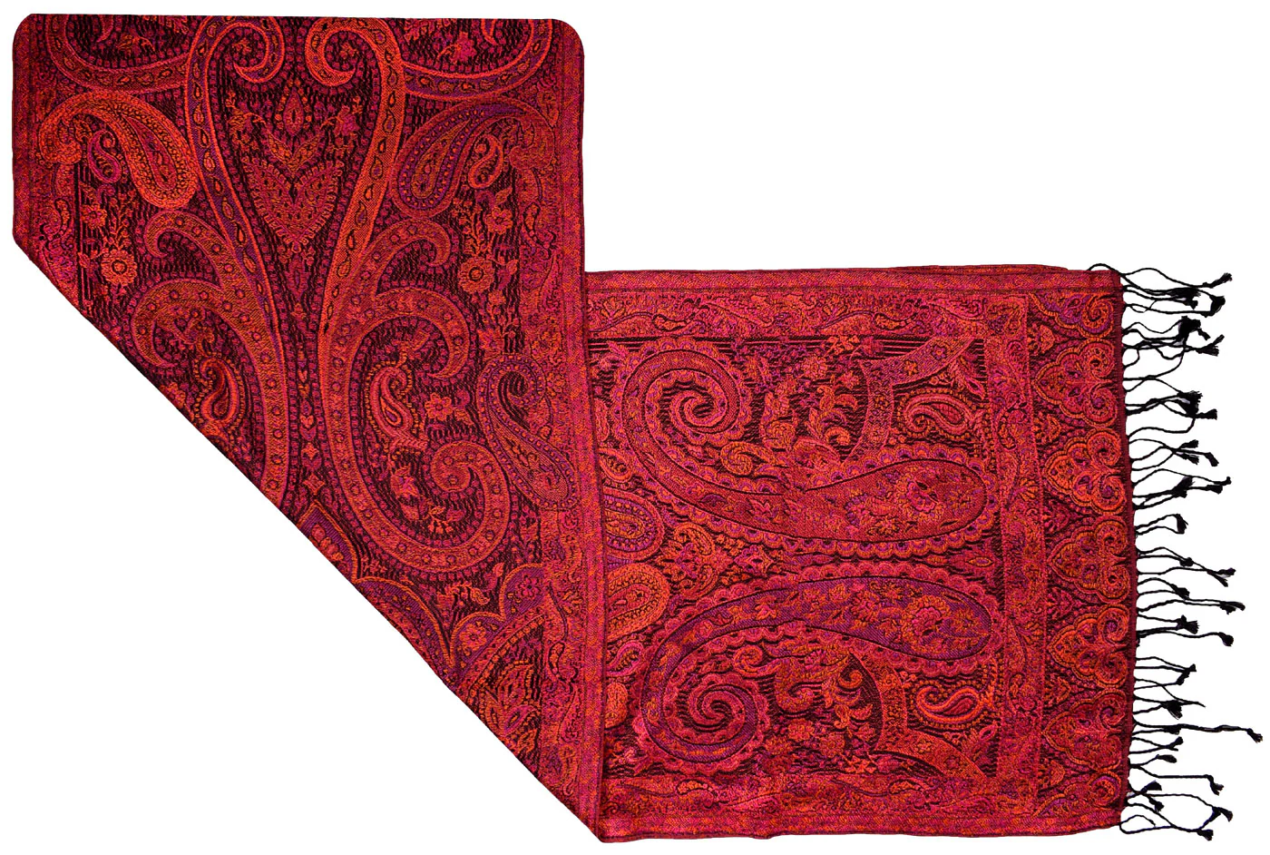 Paisley Unisex Men's Women's Neck Wool Silk Scarf India (64 x 13 inches) - Image 2