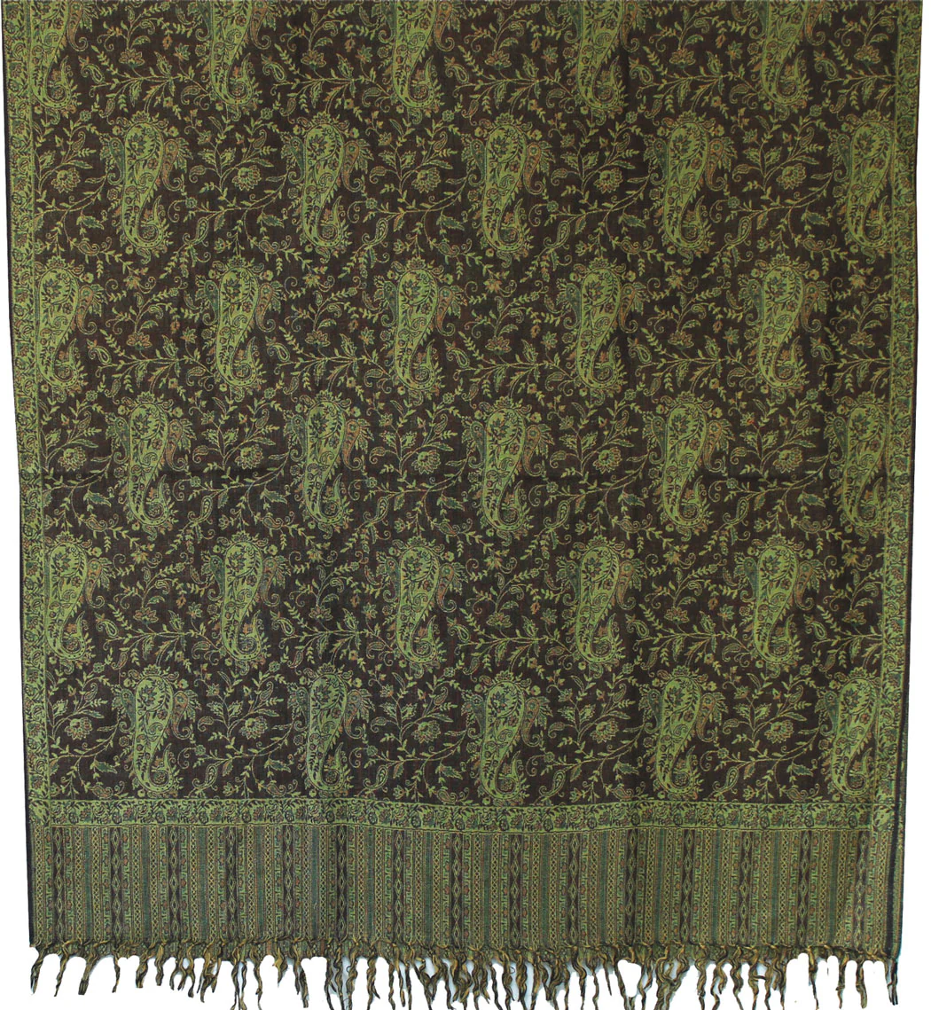 Paisley Wool Shawl Wrap Women's Gift India Clothing (82 x 42 inches) - Image 2