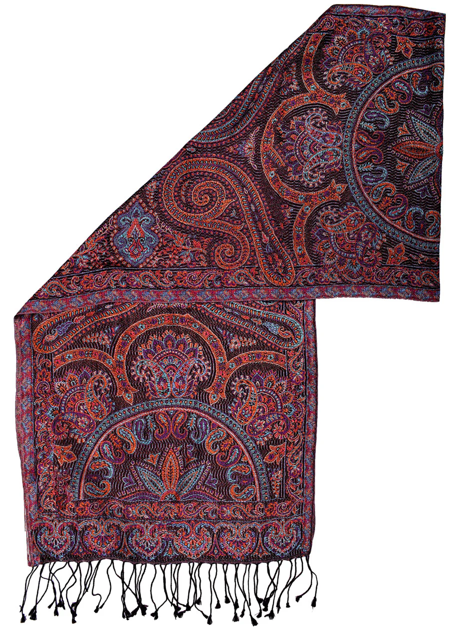 Paisley Wool Silk Unisex Men's Women's Muffler Indian Clothing (64 x 13 inches) - Image 2