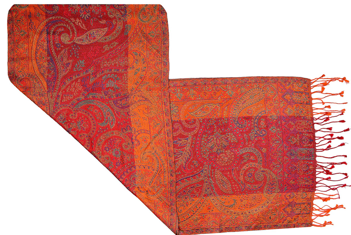Paisley Wool Silk Unisex Men's Women's Neck Scarf Gift Muffler (64 x 13 inches) - Image 2