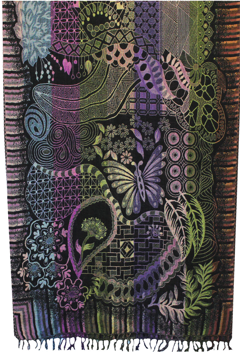 Paisley Wool Womens Scarf Shawl Gift Indian Clothing (78 x 28 inches) - Image 2