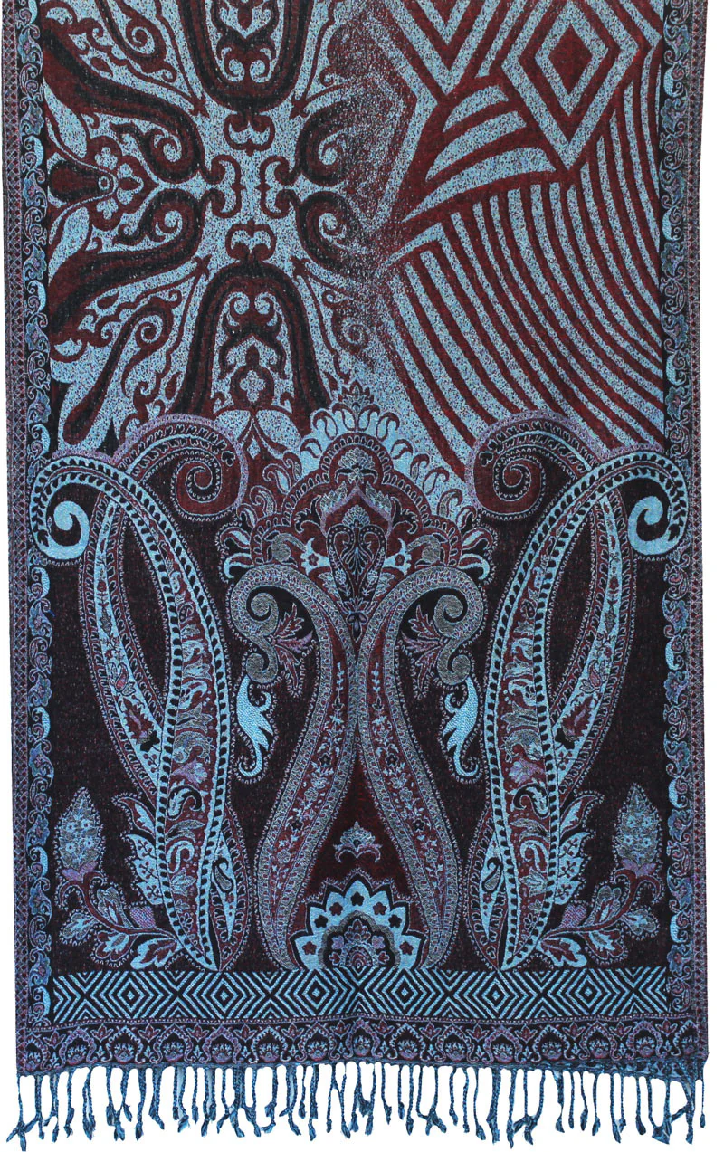 Paisley Wool Womens Scarf Shawl Gift Indian Clothing (78 x 28 inches) - Image 2