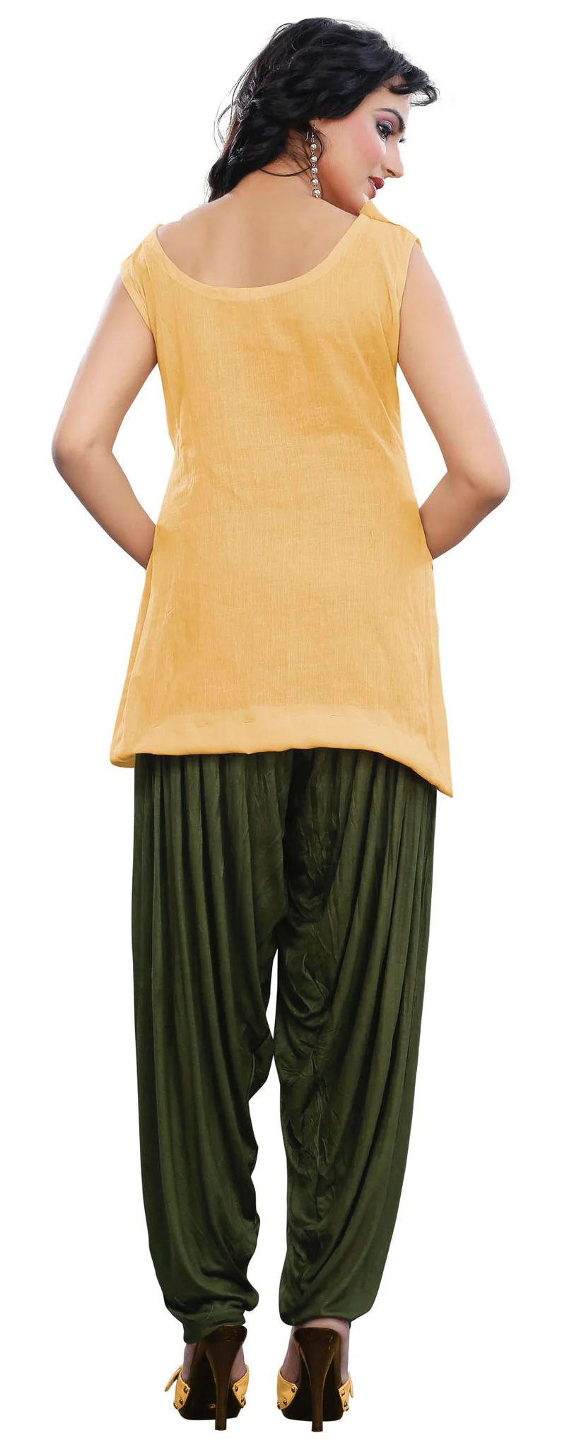 Patiala Baggy Pants Womens Harem Style India Clothes (Dark Green) - Image 2