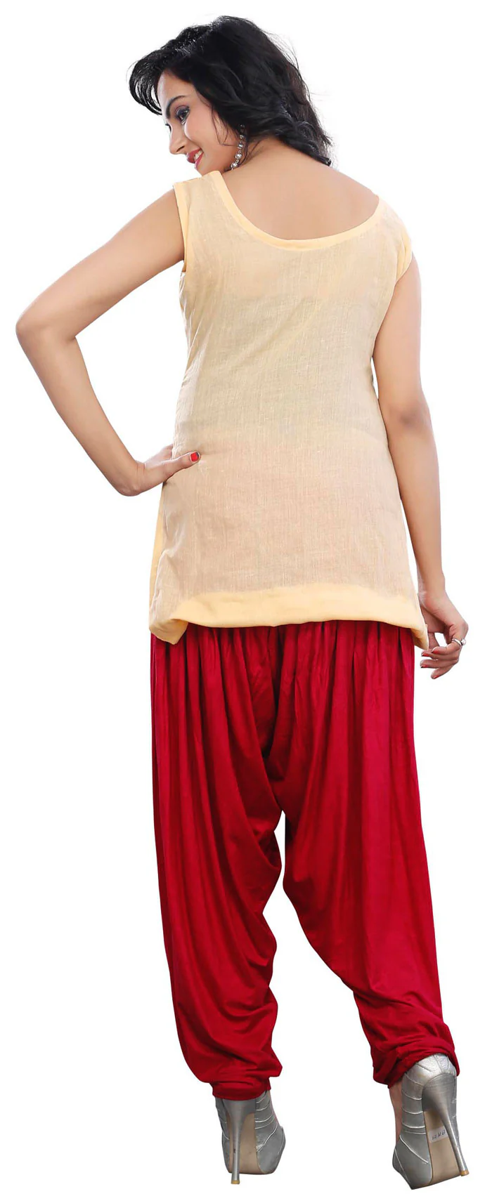 Patiala Style Baggy Pants Womens Harem Style Indian Clothing (Maroon) - Image 2