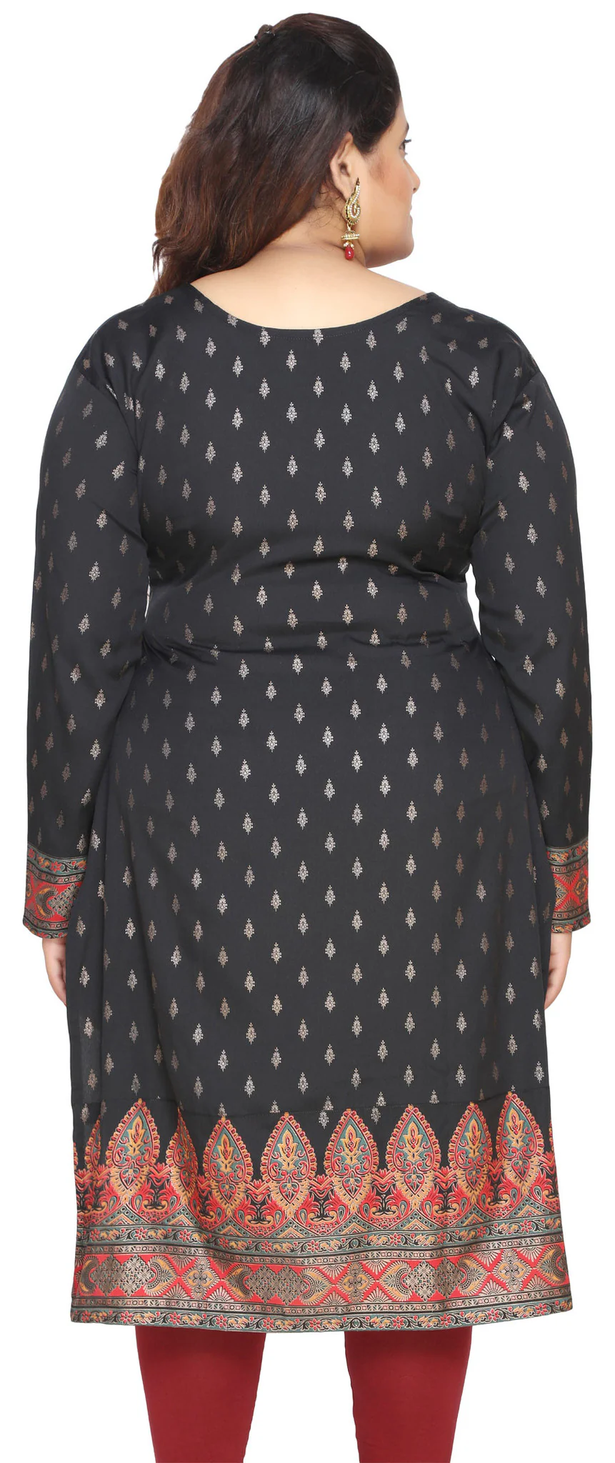 Plus Size Womens Indian Tunics Kurti Long Top Apparel (Black) - Image 3