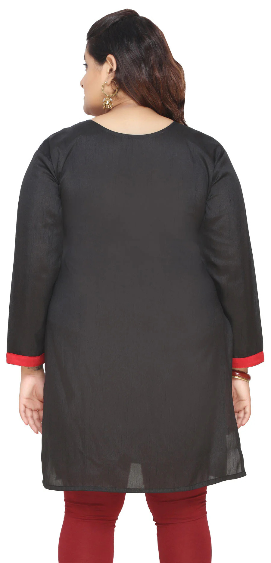 Plus Size Womens Indian Tunics Kurti Long Top Apparel (Black) - Image 2