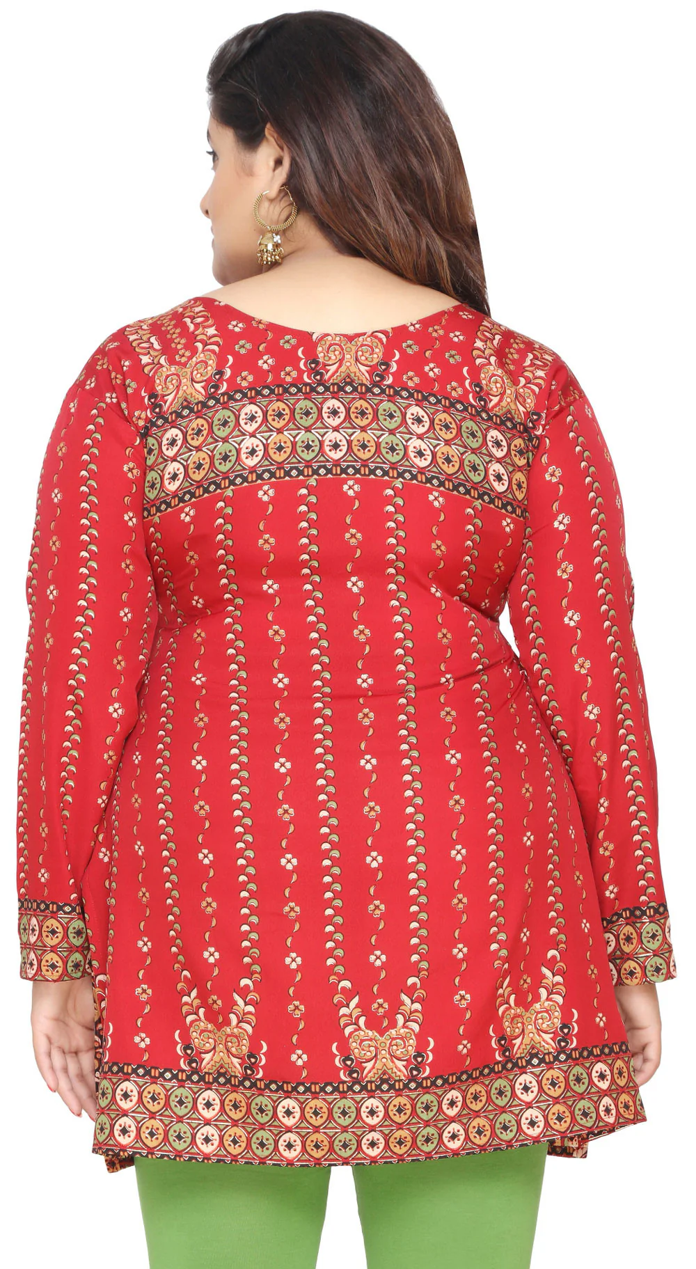 Plus Size Womens Indian Tunics Kurti Top Printed Apparel (Maroon) - Image 3