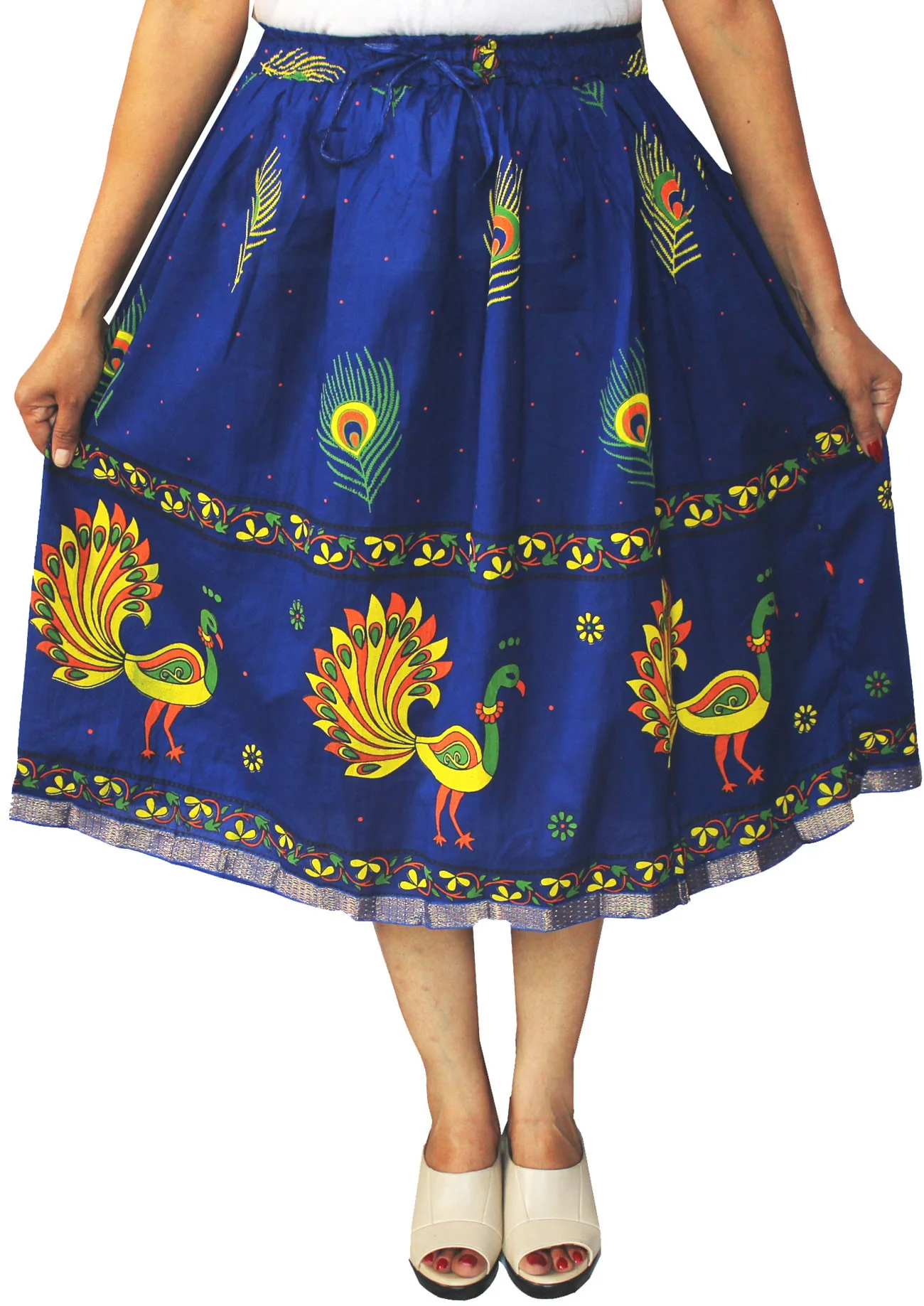 Printed Cotton Women Long Skirt India Clothes (Dark Blue) - Image 2