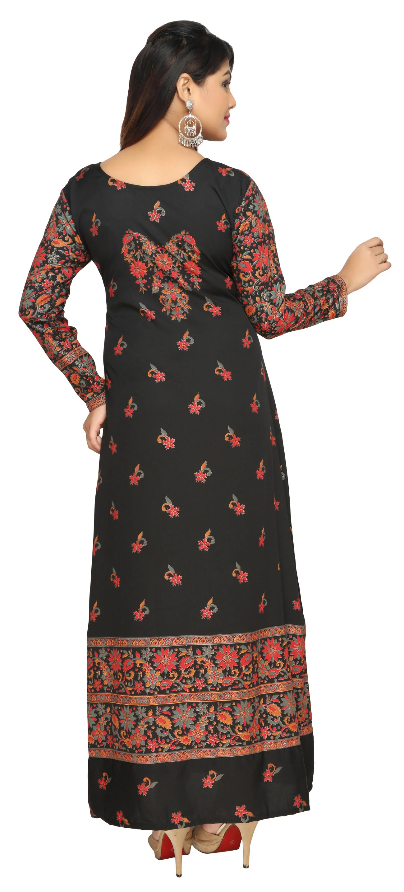 Printed Womens Caftan Long Evening Dress (Black) - Image 4