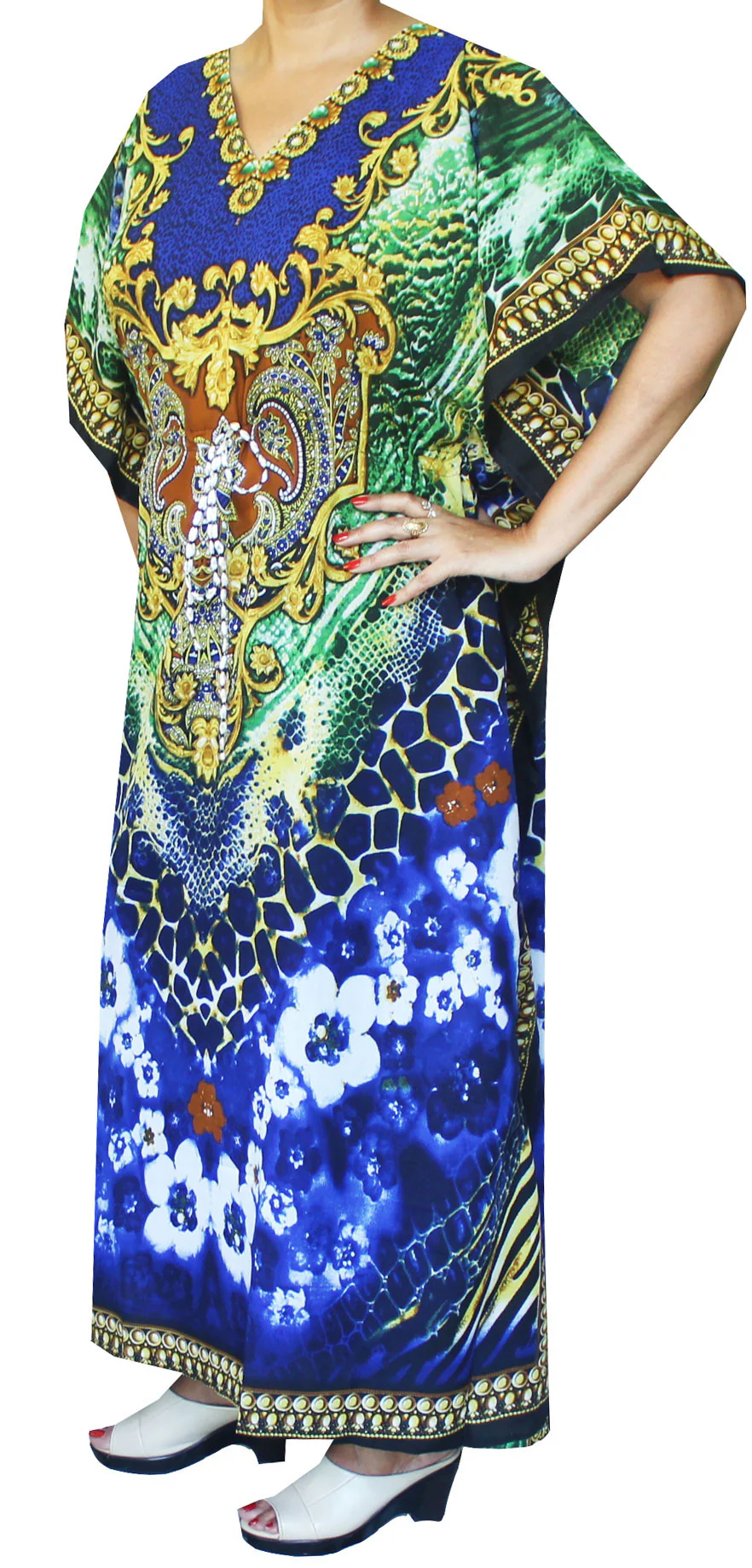 Printed Womens Caftan Loungewear Evening Dress - Image 2
