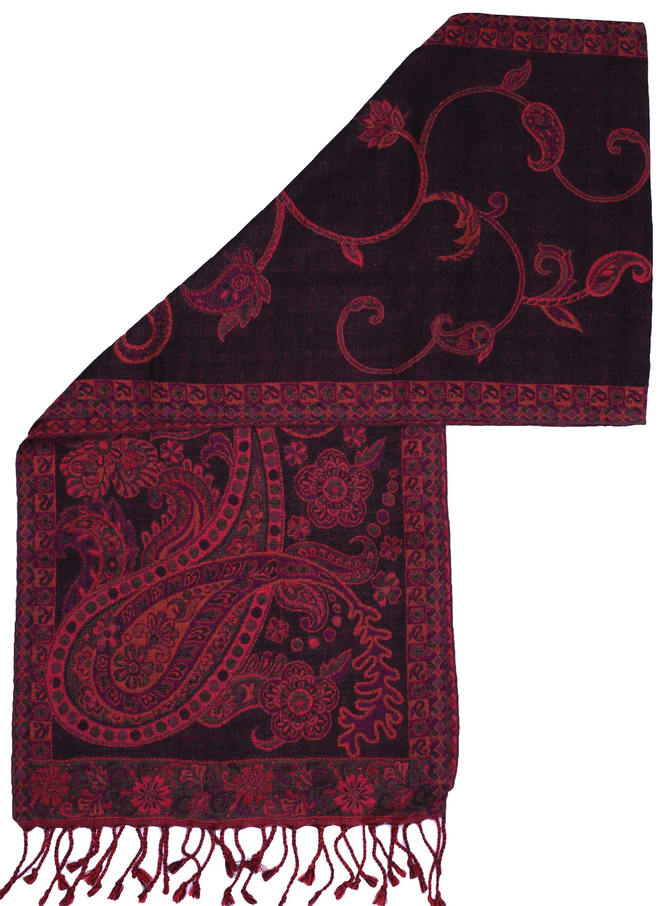 Pure Wool Jamawar Paisley Muffler Gift India Clothing Accessory (64 x 13 inches) - Image 2