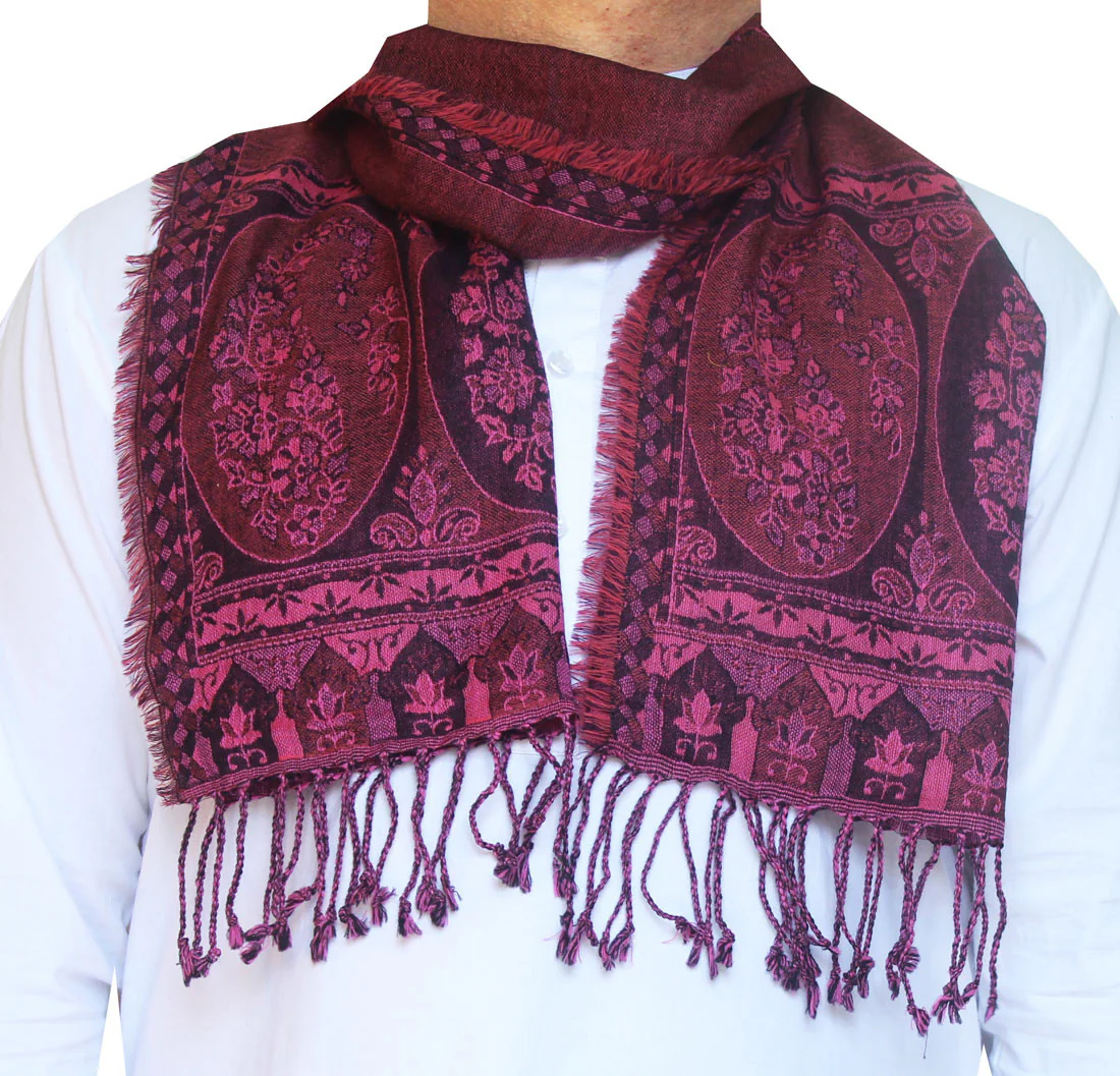 Pure Wool Jamawar Scarf Mens Muffler Indian Clothing