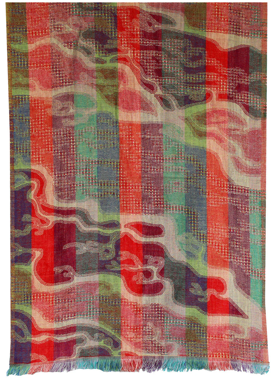 Pure Wool Jamawar Shawl Scarves Womens Indian Clothing (76 x 28 inches) - Image 2