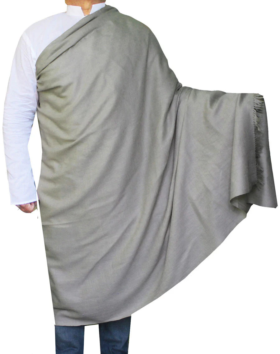 Pure Wool Large Prayer Shawl Wrap Mens Womens India Clothing (Grey) - Image 2