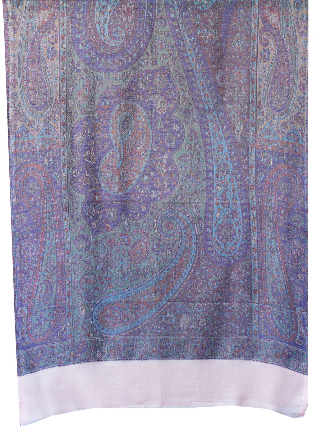 Pure Wool Paisley Shawl Scarves Womens Gift Indian Clothing (80 x 28 inches) - Image 2
