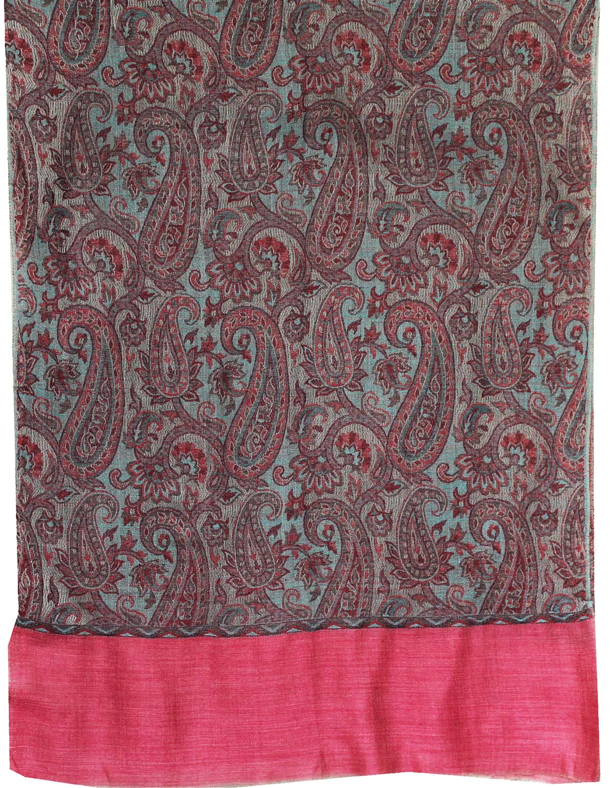 Pure Wool Paisley Shawl Scarves Womens Gift Indian Clothing (80 x 28 inches) - Image 2