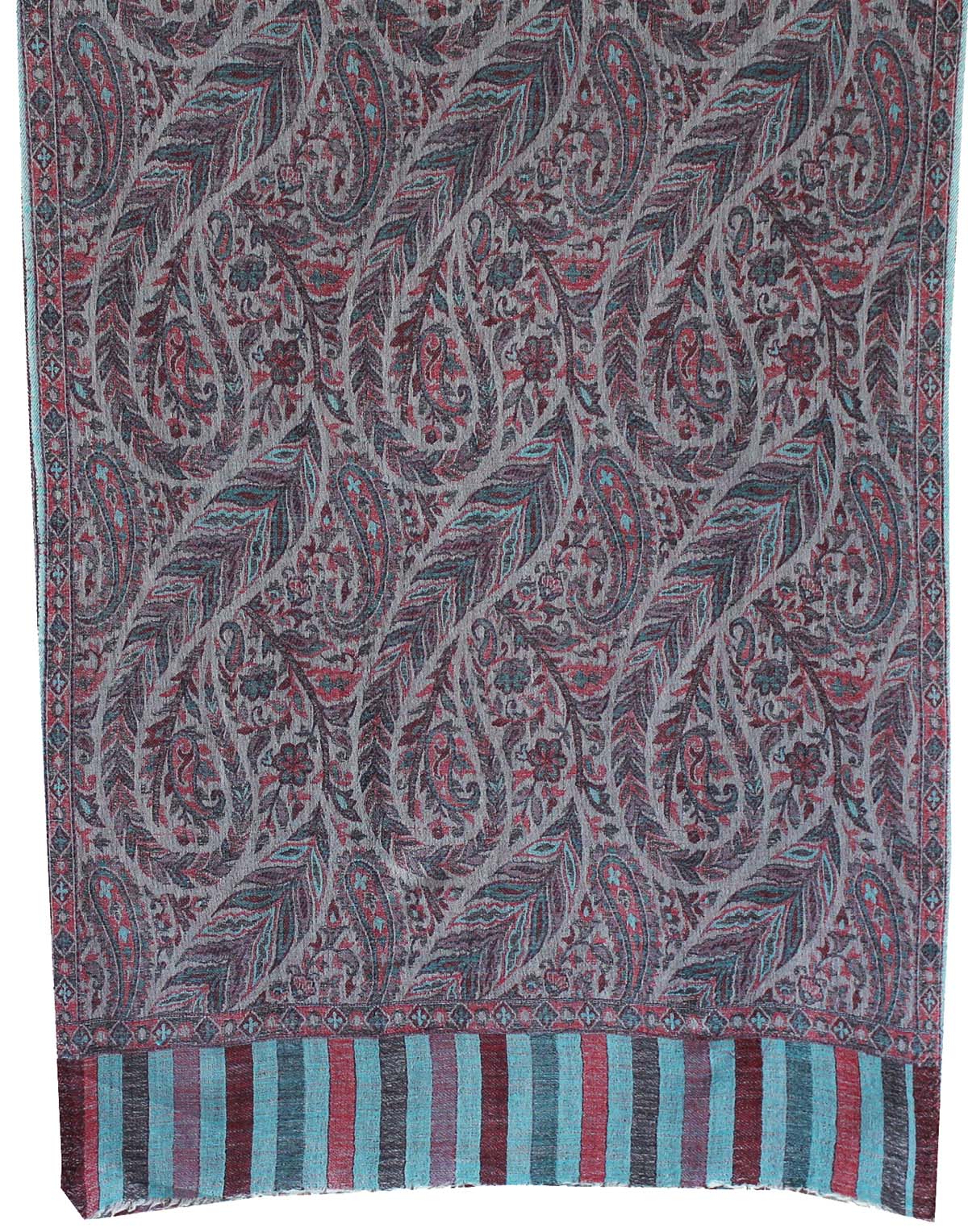 Pure Wool Paisley Shawl Scarves Womens Gift Indian Clothing (80 x 28 inches) - Image 2