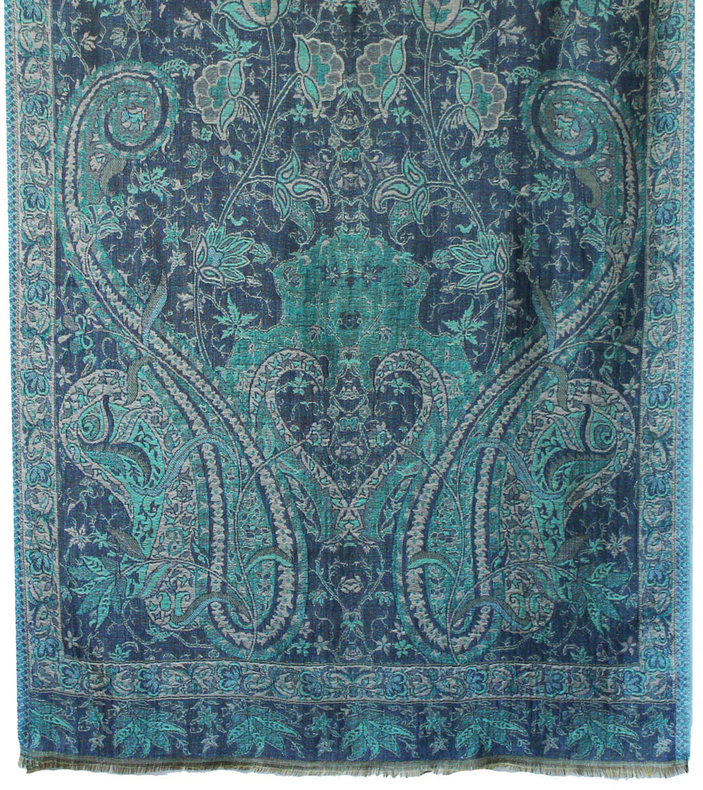 Pure Wool Paisley Shawl Scarves Womens Indian Clothing (84 x 30 inches) - Image 2