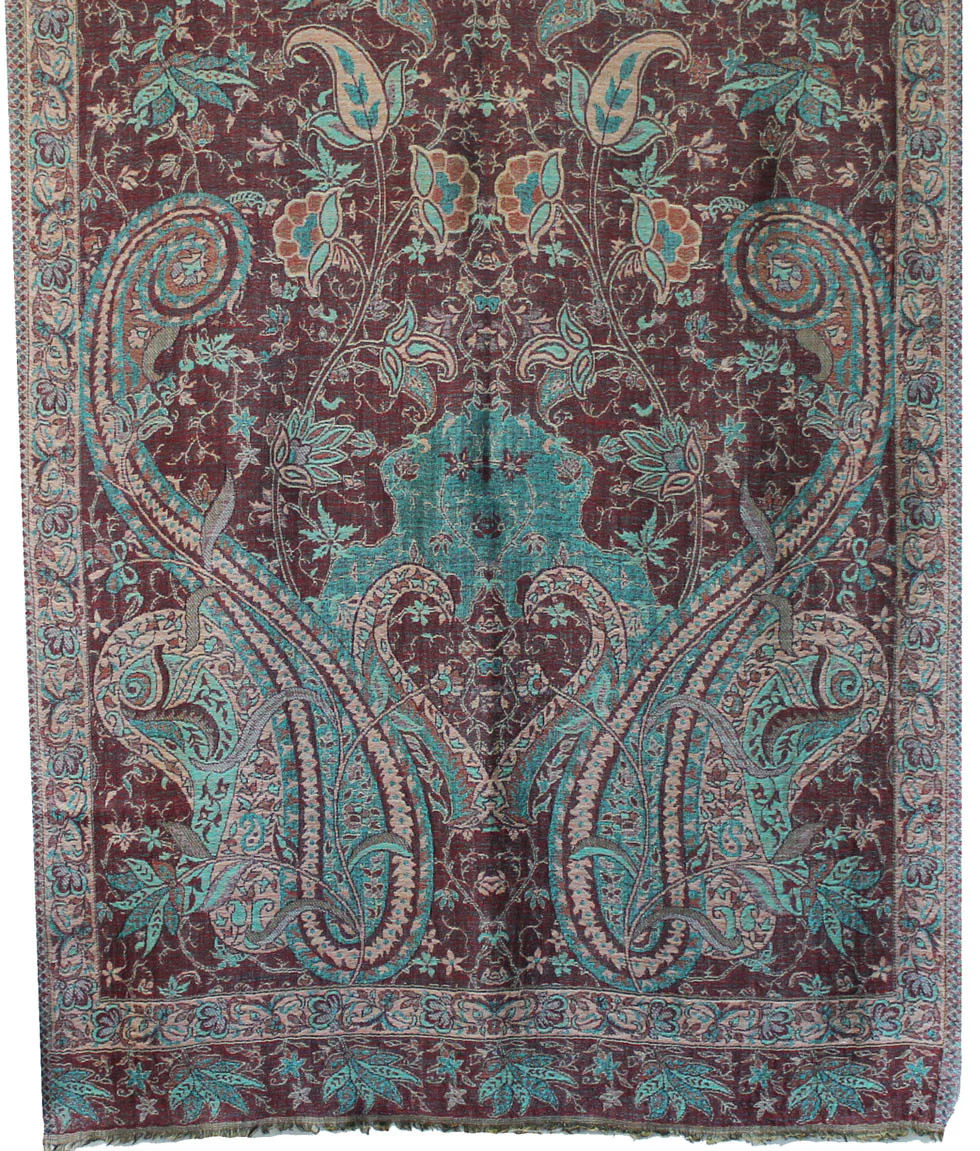 Pure Wool Paisley Shawl Scarves Womens Indian Clothing (84 x 30 inches) - Image 2