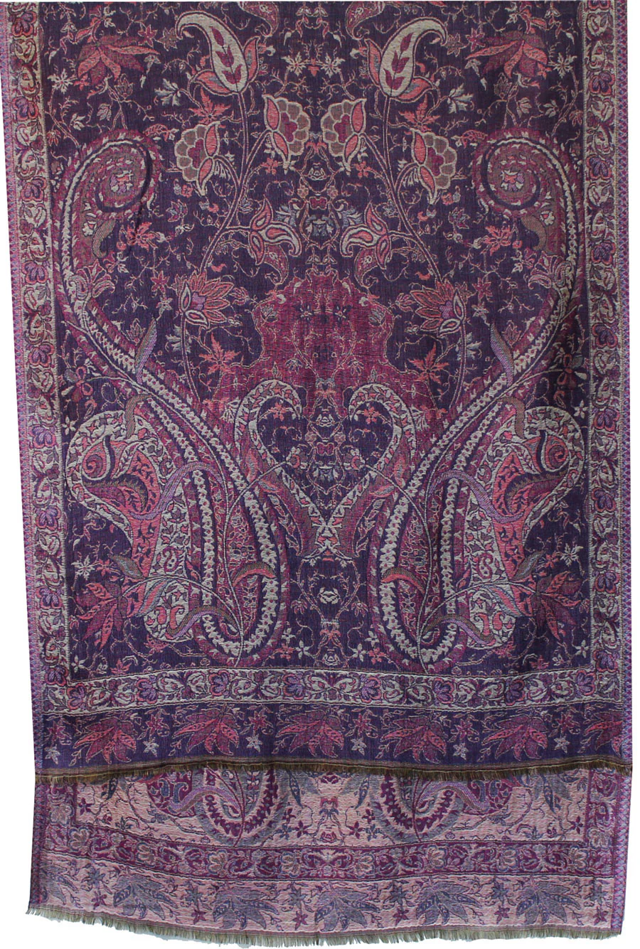 Pure Wool Paisley Shawl Scarves Womens Indian Clothing (84 x 30 inches) - Image 2
