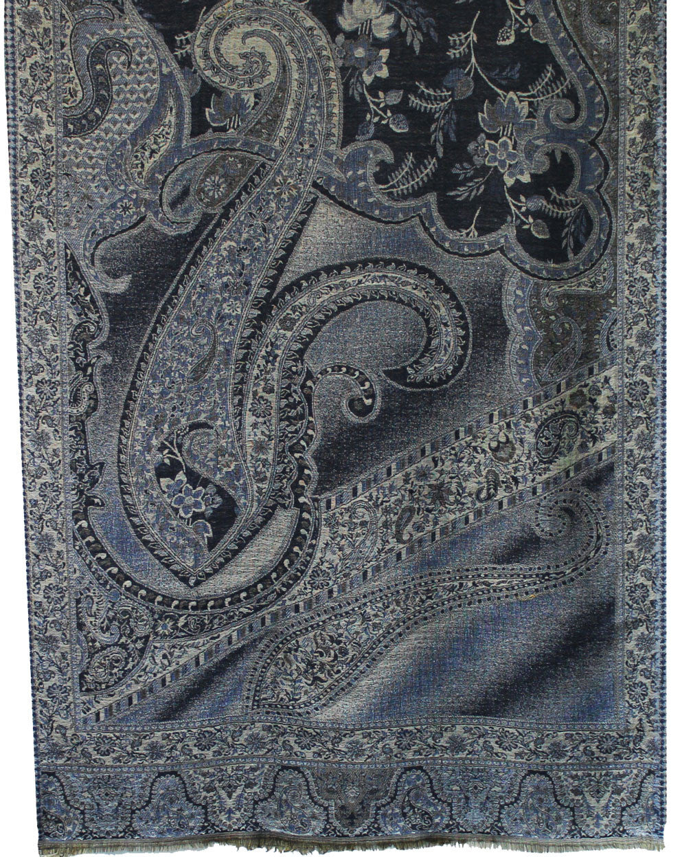 Pure Wool Paisley Shawl Scarves Womens Indian Clothing (84 x 30 inches) - Image 2