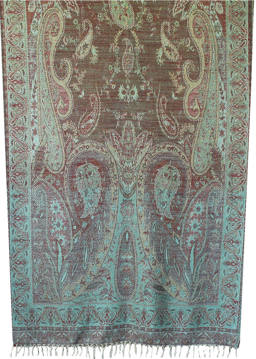 Pure Wool Paisley Shawl Scarves Womens Indian Clothing (82 x 28 inches) - Image 2