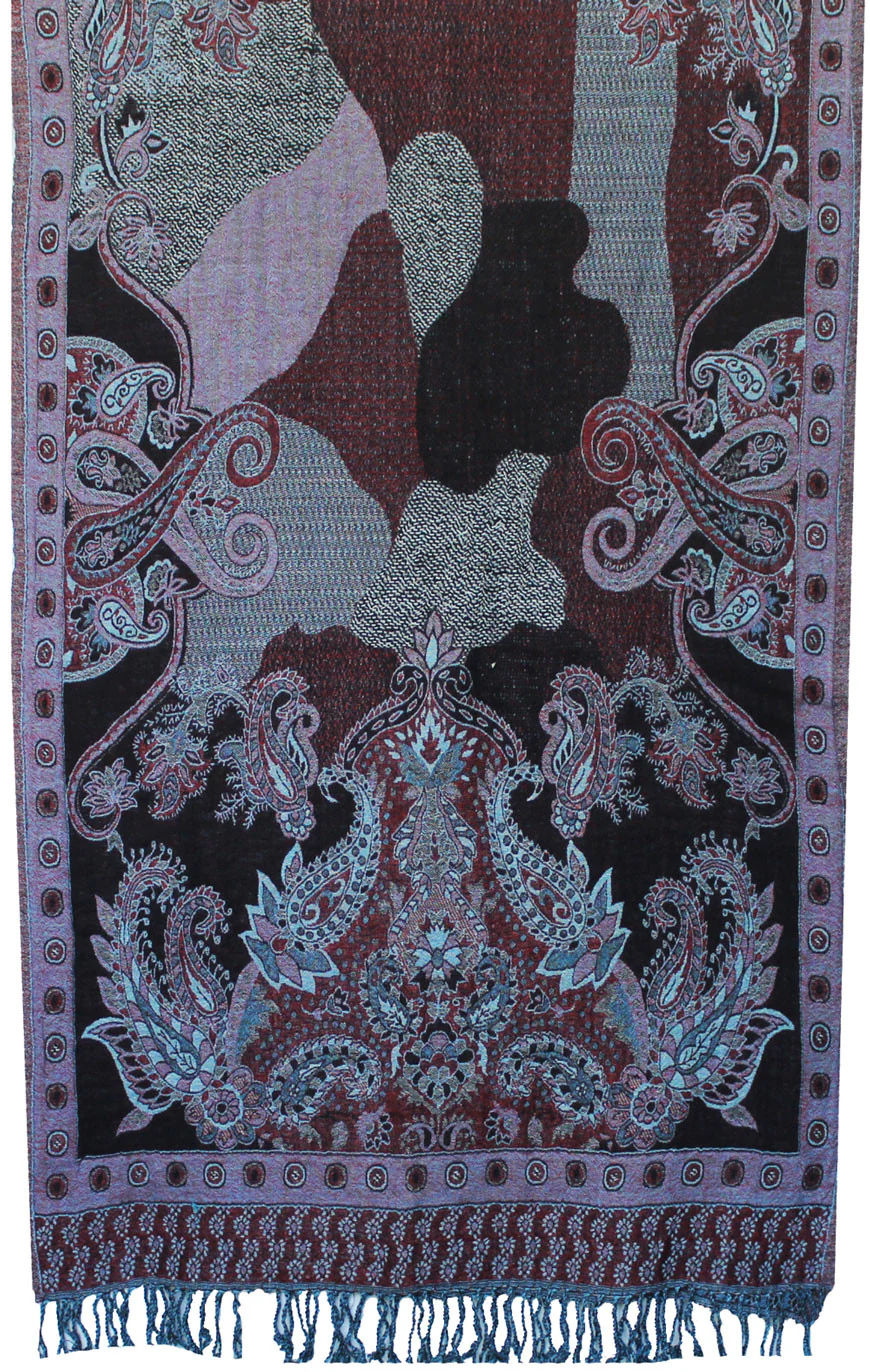 Pure Wool Paisley Shawl Scarves Womens Indian Clothing (78 x 28 inches) - Image 2