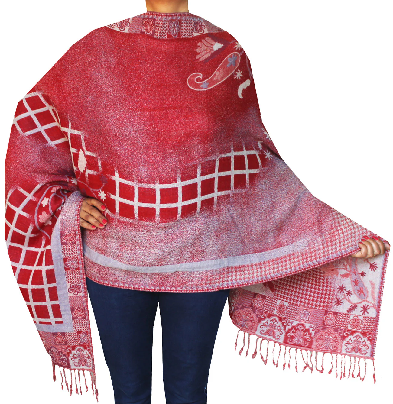 Shawls and Scarves Jamawar Boiled Wool Wrap India Gift (76 x 28 inches)