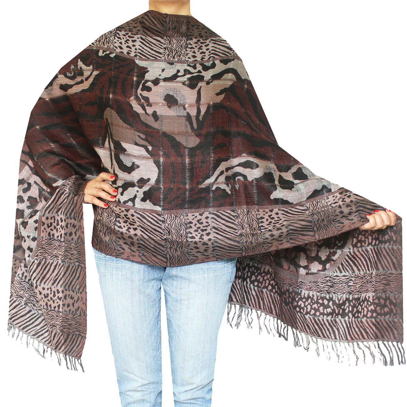 Shawls Jamawar Wool Scarf Womens Indian Clothing Gift (76 x 26 inches)