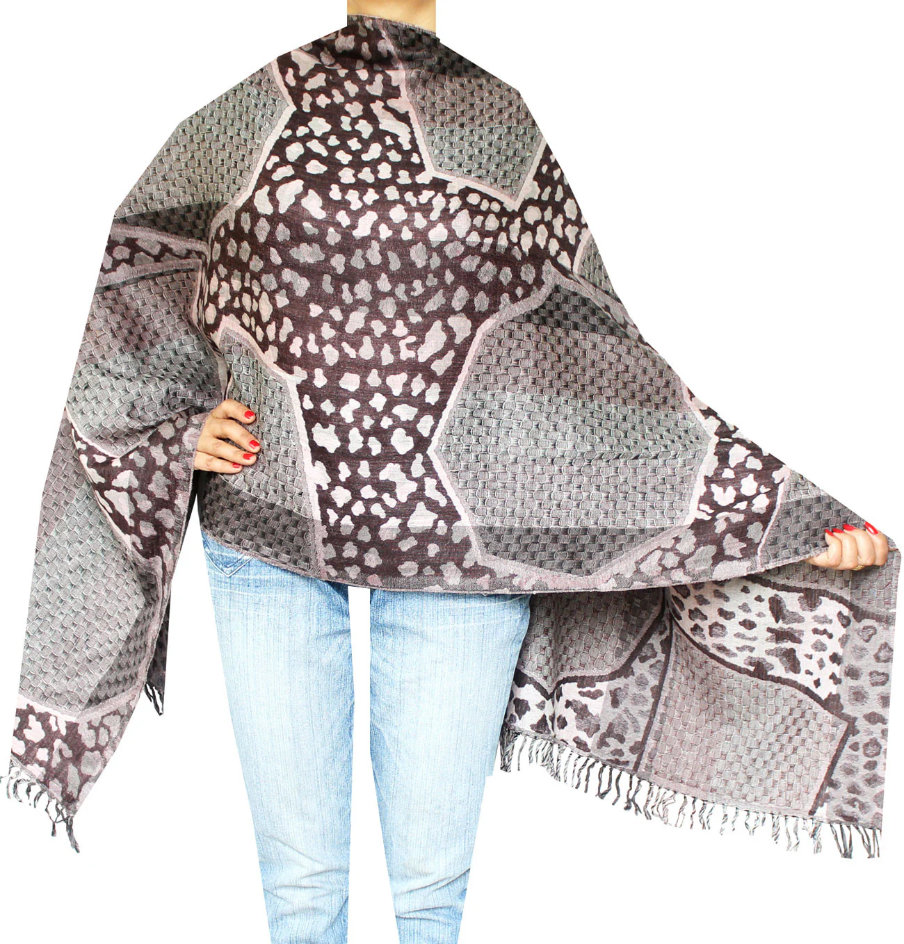 Jamawar Pure Wool Womens Scarf Shawl Indian Clothing (76 x 26 inches)